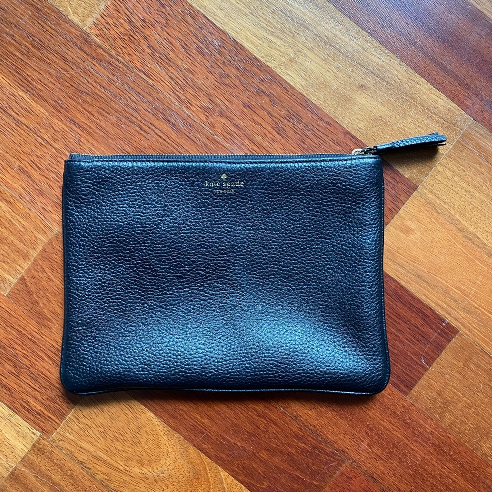 EUC Black leather Kate Spade pouch